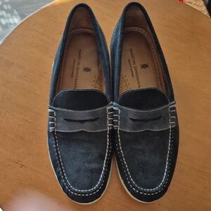 Martin Dingman Black Suede Driving Loafers with Vibram Soles. Sz 12. EUC
